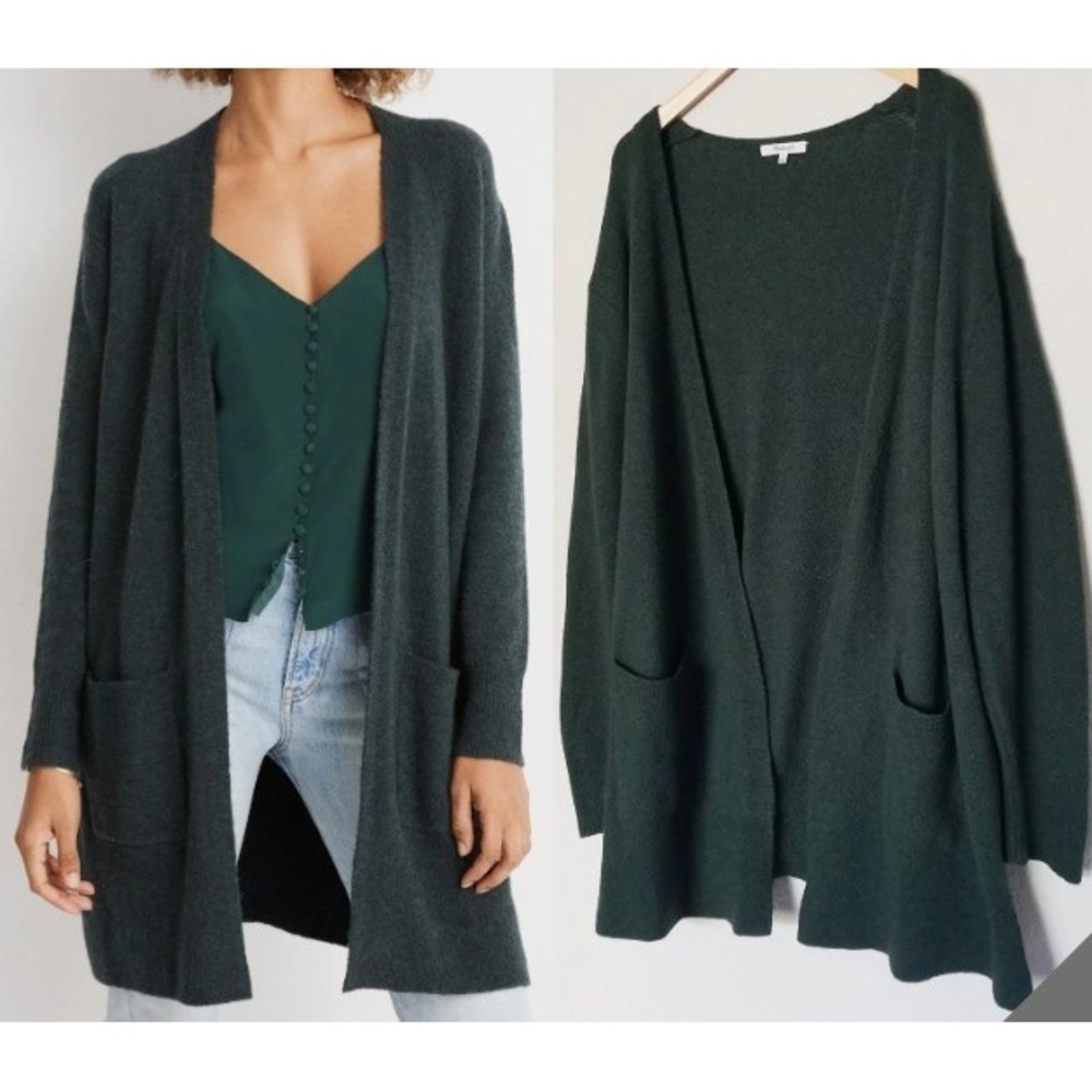 Madewell Kent Cardigan Sweater Womens Small Forest Green Wool Alpaca Open Front